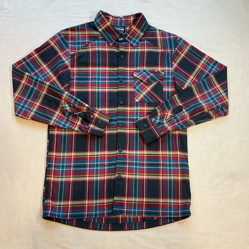 Dakine Plaid Flannel Technical Base Layer Mens Snap Closure Multi-Color Bright S